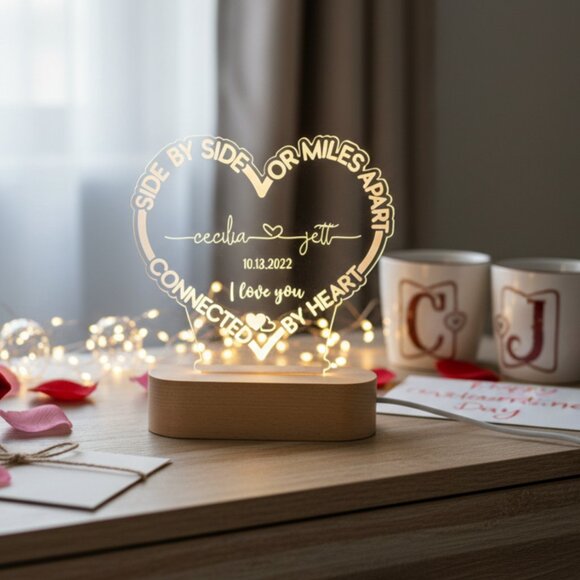 Long Distance Custom Light • Personalized Valentine’s Gift • Couples Gift - Picture 8 of 8